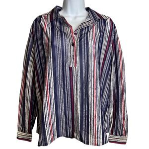 Vintage On Their Own by Alex Colman Womens Striped Popover Shirt Sz 18 Retro